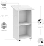Bush Business Furniture Podium Lectern, 48 inch Tall, Professional-Grade Mobile Presentation Stand Up with Shelves, Envision Collection, White