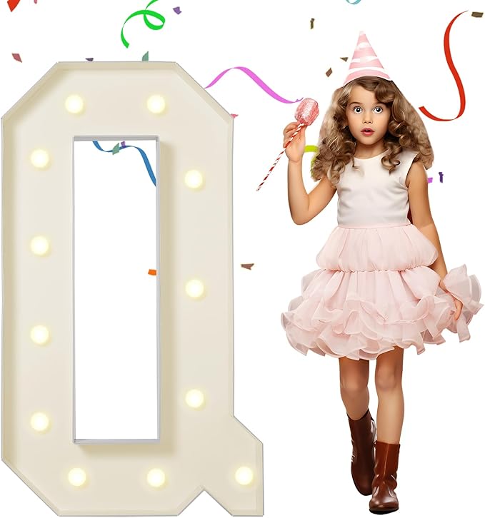 eufony Marquee Letters 4 Feet Tall, 4 FT Marquee Light Up Letters, Giant Light Up Letters 4FT for Birthday Party Baby Shower Gender Reveal Graduation Decorations, Letter Q with LED Lights DIY Kit