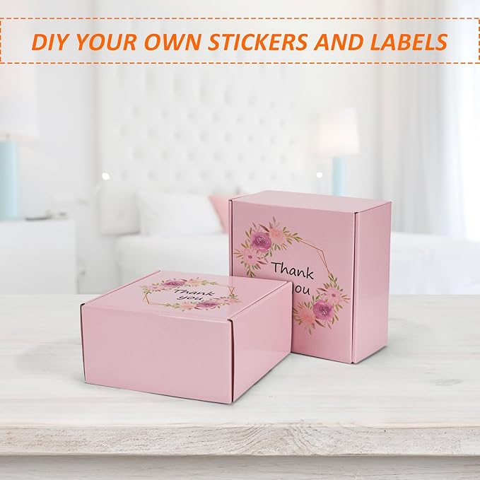 HORLIMER 8x8x4 inches Shipping Boxes Set of 25, Pink Corrugated Cardboard Gift Box for Packing, Mailing, Small Business
