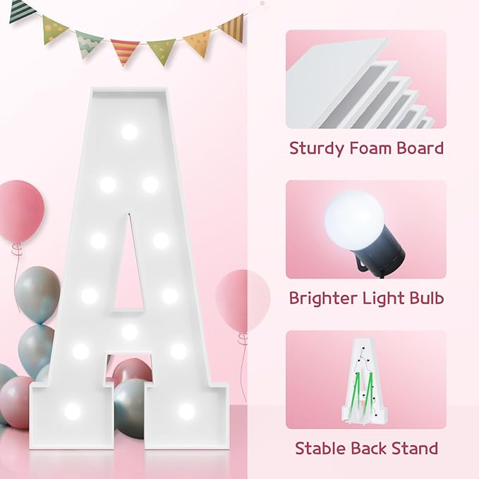 Light Up Letters, Marquee Letters 4 Feet Tall with Cool White Light, Large Letter for Party Graduation Homecoming Wedding Event Decoration, Marry Me Light Up Letter 4ft Marquee Sign Letras S