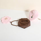 GemeShou single Walnut Jewelry display Tray for selling, Wooden hexagon display riser for jewelry, Jewelry retail shop display stand, photography props【Walnut Hexagon single Large】