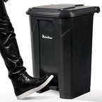 22 Gallon Step-On Trash Can/Container, Black Plastic Dustbin with Lid and Foot Pedal, Hands-Free Disposal