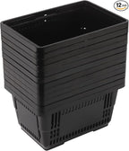 LOYALHEARTDY 12PCS Shopping Baskets with Handles, 21L Plastic Grocery Basket for Retail Store, Supermarket, Grocery Shopping |17" x 12" x 9" Portable Shop Basket (Black)