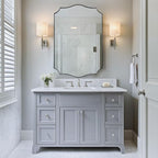 ANDY STAR Brushed Nickel Bathroom Mirror, 24x36’’ Silver Wavy Wall Mirror, Modern Bathroom Vanity Mirror HD Reflection, Anti-Rust Metal Frame Mirror for Bathroom Hangs Vertical or Horizontal