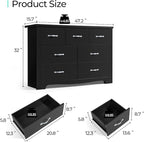 LINSY HOME 7 Drawers Dresser for Bedroom, Wood Bedroom Dressers Modern Drawer Chest, 7 Chest of Drawer, Tall Dresser for Closet, Dressers Organizer for Living Room, Closet, Hallway