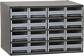 Akro-Mils Steel Garage Storage Cabinet, Small Parts Organizer Metal Cabinet for Hardware, Nails, Screws, Bolts, Nuts, and More, 17" W x 11" D x 11" H, 16-Drawer, Gray Cabinet/Gray Drawers (19416)