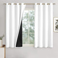 Short Blackout Curtains for Bedroom 45 Inch Length 2 Panels Set, Thermal Insulated Sun Blocking Soundproof Grommet Window Curtains with Thick Black Liner, Each 52 Inch Wide, Pure White