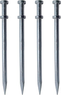 Double Head Tent Stakes - Heavy Duty 1045 Steel Heat-Treated Ground Spikes, Forged Geometric Sharp Tips for Stronger Hold, 0.79”(20mm) Diameter, 4-Pack (16 in)
