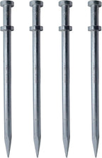 Double Head Tent Stakes - Heavy Duty 1045 Steel Heat-Treated Ground Spikes, Forged Geometric Sharp Tips for Stronger Hold, 0.79”(20mm) Diameter, 4-Pack (16 in)