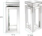 Howard Elliott Small Silver Mirrored Pedestal Accent Table for Home Decoration, Mirrored Finish Design End Table for Bedroom, Entryway or for Any Room, 12 x 12 x 28 Inches