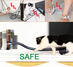 Computer Cable Sleeve Cord Management Organizer Large Black Wire Wrap Tube Under Desk Cord Covers Protectors Pets Chew Proof (1.1 inch and 7/8 inch) 5 Feet Long, TV Office Wire Wrap Solutions