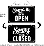 Open Closed Signs Business Hours Sign Set for Window Door Open Signs for Business Hour Closed Open Flip Sign Store Resturant Bar Black