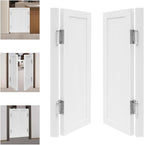 Solid Wood Interior Swing Door with Metal Hinges - Swinging Cafe Doors for Kitchen, Stairs, Bedroom Entrance & Partition (White, 27.56"X35.43")