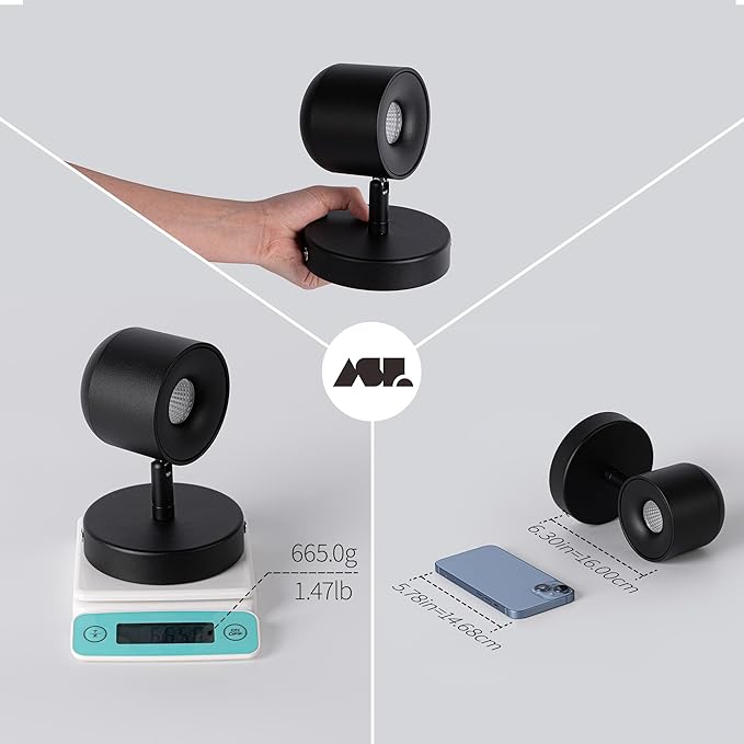Aisilan 2 Packs Modern Adjustable Wall Sconce Fixture Black LED Warm White Ceiling Spot Wall Light for Hallway Gallery Display Bedside Bedroom 7W 3000K