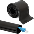 MECCANIXITY 6.6ft Cable Management Sleeve, 1 3/4 Inch ID Flexible Cord Wires Hider Cover Insulation Snap-fit Protector for Substation, High-Voltage Electrical Networks, Black
