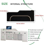 Modern Reception Desk with Counter Front Reception Table with Hidden LED Lighting Commercial Receptionist Desk Black Checkout Counter Fully Assembled and Ready to Use 102inch/260cm