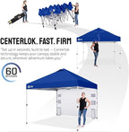 CROWN SHADES Canopy Tent, 10 x 10 Foot Portable Pop Up Outdoor Shelter with Pocket Sidewall, Push Center Lock, UV Protection, and Carry Bag, Navy Blue