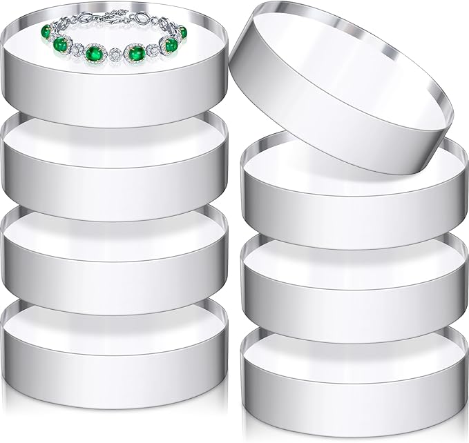 Remerry 8 Pcs Acrylic Round Blocks for Display Clear Polished Blocks for Display Clear Acrylic Edge Polished Base Display Riser for Table Showing Cosmetics Collectibles Figures(4 x 4 x 1 Inches)