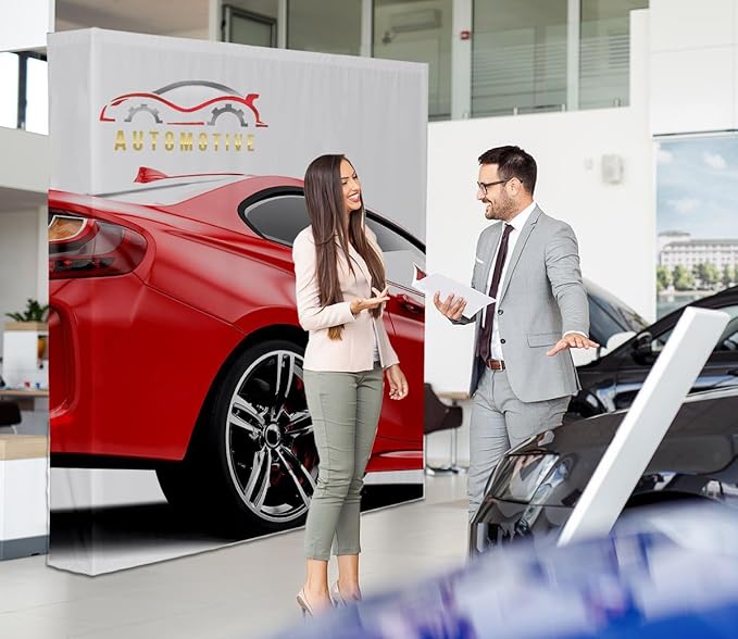 Customize Collapsible Pop Up Display Stand with Tension Fabric Banner for Trade Show Display Backdrop Booth,Exhibition,Conference,Weddings,Parties,Stores 7.5x7.5FT(Frame&Banner)