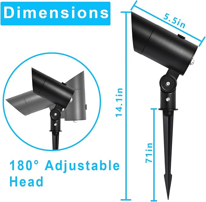 30W Ultra Bright Outdoor Spotlight, 5000K Daylight LED Bullet Light with Dusk to Dawn Photocell Sensor, 120V Plug in Landscape Spot Lights for Flag Pole, Yard, Garden, Tree, Statue (2 Pack)