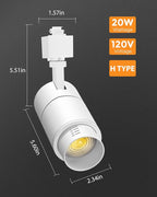 VANoopee 3-Color Zoomable 20W LED Track Lighting Heads H Type Track Light Heads Dimmable Bright Ceiling Spotlight Fixtures for Kitchen, 3000K 4000K 5000K Adjustable, CRI90+ 15°-60° 2000lm White 6 Pack