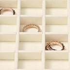 Oirlv Microfiber Stackable 16 Girds Jewelry Trays Jewelry Storage Tray Showcase Display Organizer(Beige)