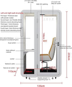 GEARONIC Mobile Office Pod Booth, Sound Proof Booth for Home, Mobile Roller with Desk, LED Light, Fans and AC USB Ports (Black Obsidian)