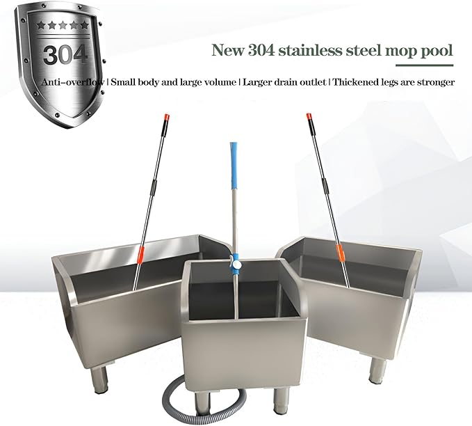 Floor Mop Sink With Drainage/Strainer,stainless steel utility sink,304 Stainless Steel,for Laundry Room,Kitchen, Restaurant, Garages,(S-17.7"L x 16.1"W x 21.6"H)