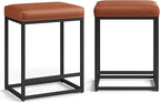 MAISON ARTS Counter Height 24" Bar Stools Set of 2 for Kitchen Counter Backless Modern Barstools Industrial Upholstered Faux Leather Stools Farmhouse Island Chairs, (24 Inch, Brown)
