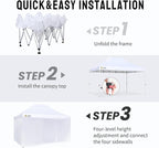 CROWN SHADES 10x15 Pop Up Canopy Tent, Thicken Frame Commercial Heavy Duty Tent, 4 Sidewalls 8 Stakes & 4 Sandbags & 4 Ropes, Outdoor Canopies for Events, Parties,White