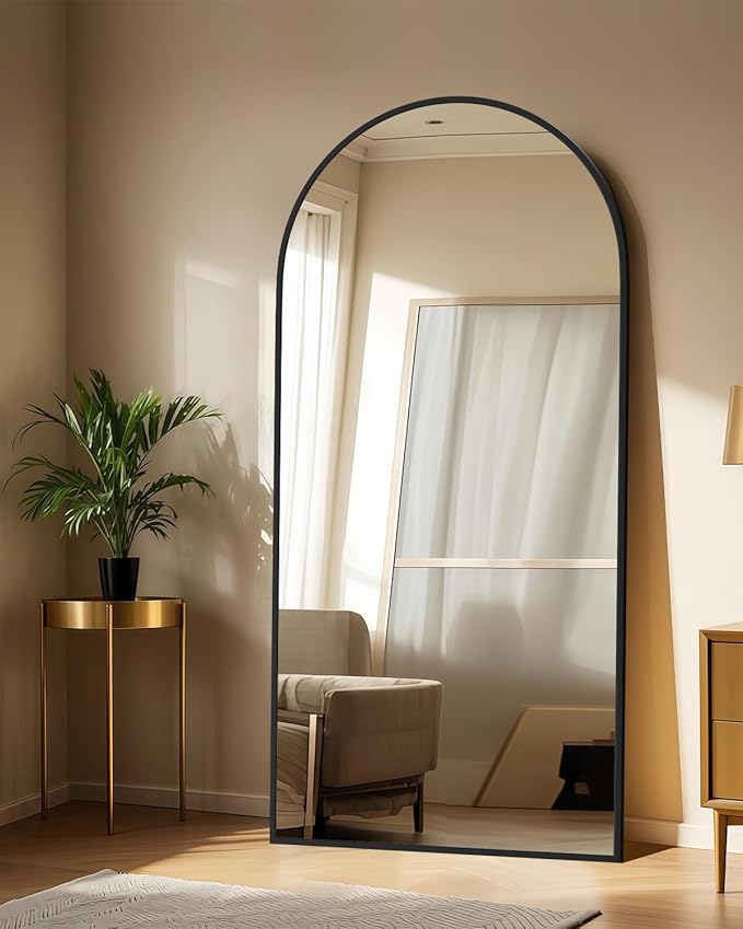 71"x32"Floor Mirror Full Length,Arched Full Length Mirror with Stand,Full Body Mirror,Hanging or Large Leaning for Bedroom Living Room Black