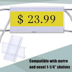 Kathfly 200 Pcs Plastic Wire Shelf Label Holder, Sign and Ticket Holder Clips with Paper Insert Area 3"x1.25" Compatible with Metro 1-1/4 Inch Shelves, Label Inserts Included