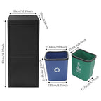 Recycling Trash Cabinet with 2 Bins & Tilt-Out Door – 15-Gallon Stainless Steel Organizer for Kitchen, Garage – Dual Waste Sorting System for Homeowners (Black)