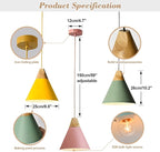 KCO Lighting Modern Cone Pendant Light 3-Pack Nordic Macaron Pendant Light Minimalist Adjustable Hanging Light Ceiling Mount Kitchen Island Pendant Lighting (Small)