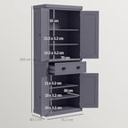 HOMCOM 72" Traditional Kitchen Pantry Cabinet, Freestanding Tall Storage Cabinet with 4 Doors, Drawer and 3 Adjustable Shelves for Dining Room, Navy Blue