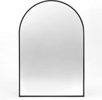 Large Black Arched Mirror, 30" x 40" Modern Brushed Metal Frame Arch Wall Decorative Mirror, Arched Top Bathroom Vanity Mirror for Living Room Bedroom Fireplace Mantel, Tempered Glass