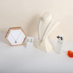 GemeShou White earring holder for girls, Leather earring display stand for selling, Jewelry earring hanger for boutique store【White-Earring stand-2pcs】