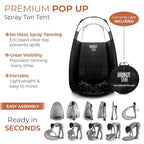 Pop Up Spray Tan Tent for Professionals - Waterproof Booth With Portable Carrying Case for Spray Tan Salons - Self Tanning Black by Bronze Tan