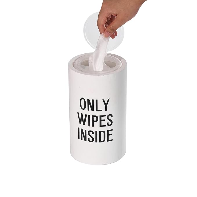 Wood Disinfecting Wipe Dispenser for Kitchen – Countertop Organizer Caddy, Storage Container White
