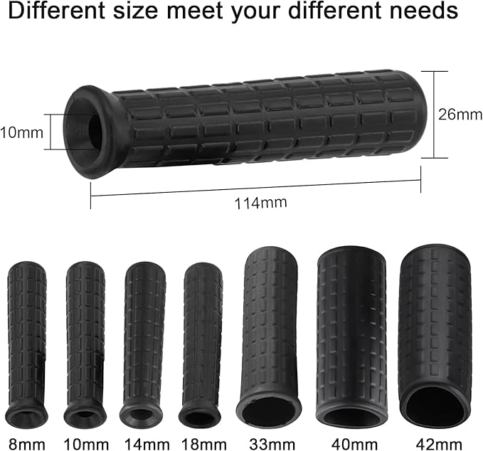 Rubber Handles for Wheelbarrow, 8-42mm Inner Diameter Wheelbarrow Handles Fit Most Wheelbarrows, Wheelbarrow Handle Grips Replacement (114mm x 10mm)