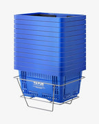 VEVOR 12 PCS Shopping Basket, 16.73 x 11.61 x 8.86 inch Durable Plastic Grocery Basket with Stand & Handle, 24L Portable Shop Basket Bulk, Idea for Retail Store Supermarket Grocery Shopping, Blue