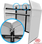 AxcessAbles DJ BOOTH XL 58" wide x 29" deep DJ Facade Table | Portable Extra Wide DJ Table Booth with Black and White Scrims, Carry Cases | Large DJ Controller Stand | Music Mixer Stand