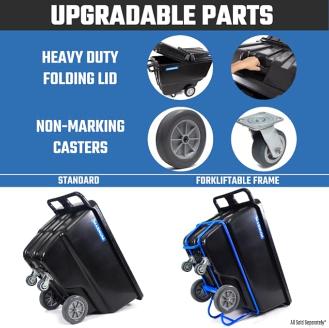 Tilt Truck, 1/2 Cu. Yd. Capacity Dump Cart with Heavy Duty 12” Wheels & 5” Casters & Forklift-able Frame for Jobsites, 850 lbs, Trash Cart with Wheels DUC12T-F-04PK (4-Pack)