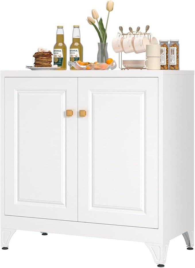 33" Metal Kitchen Pantry Storage Cabinets with Door and Adjustable Shelves,Black Sideboard Buffet Cabinet with Storage,Sideboard Buffet Cabinet for Dining Roonm,Living Room