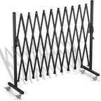 Expandable Barricade Gate,129” Safety Metal Dog Gate with Casters,Accordion Garden Yard Indoor Outdoor Retractable Fence Folding Security Dog Gates Wall Mount,Black