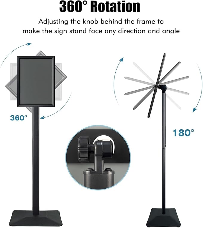 Sign Stand for Display, 11lbs Integrated Rod Heavy Duty Pedestal Floor Signage Stand Holder, for Outdoor or Indoor Advertising (8.5 x 11, Black, 3Pack)