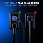 Maximm Cable 3 Ft 360° Rotating Flat Plug Extension Cord/Wire, 16 AWG Multi 3 Outlet Extension Wire, 3 Prong Grounded Wire - Black - UL Certified