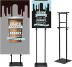 Heavy Duty Floor Poster Standing Display Poster Sign Holder with Non-Slip Mat Base Adjustable Height Up to 75 inches for Board & Foam (2PACK-Black)