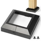 4.0"x4.0"（Actual: 4.0"x4.0"） Deck Post Base Cover Decorative Post Base Trim Skirt Black Aluminum 2Pack