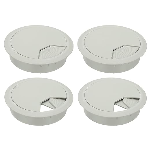 PATIKIL 3 Inch Desk Grommet, 4Pcs Cable Grommet Wire Management Cable Hole Cover Cord Organizer for Office Home Table Countertop, Gray